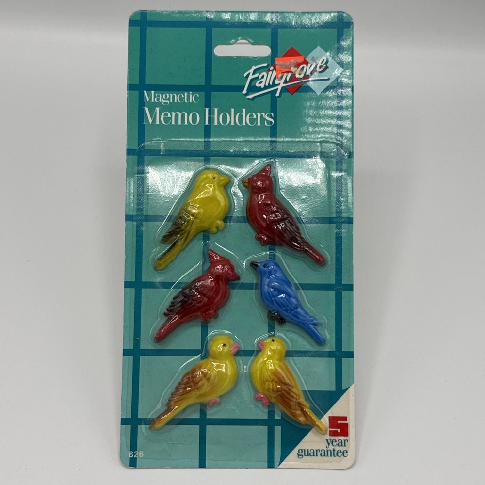 Fairgrove Magnets Birds Cardinals 1992 New Old Stock Magnetic Memo Holders
